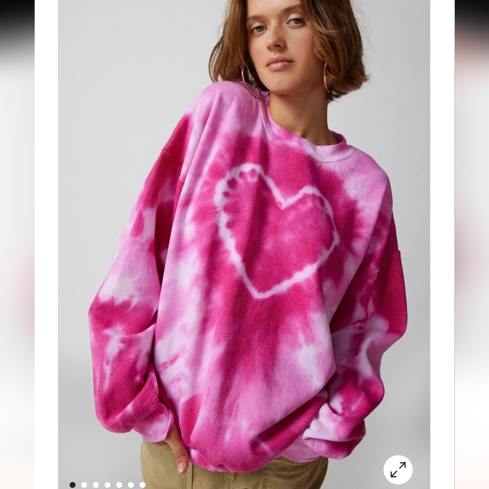 Pink tie dye heart sweatshirt